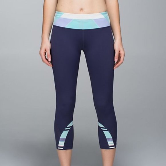 lululemon athletica Pants - LULULEMON Run Crop Inspire Midnight Blue and Paste